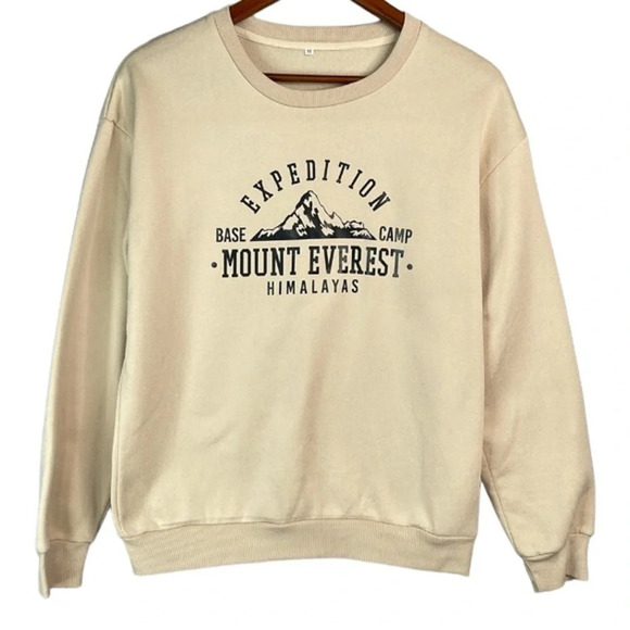 SHEIN Mount Everest Graphic Thermal Pullover Sweatshirt EZwear Tan M - Picture 2 of 12